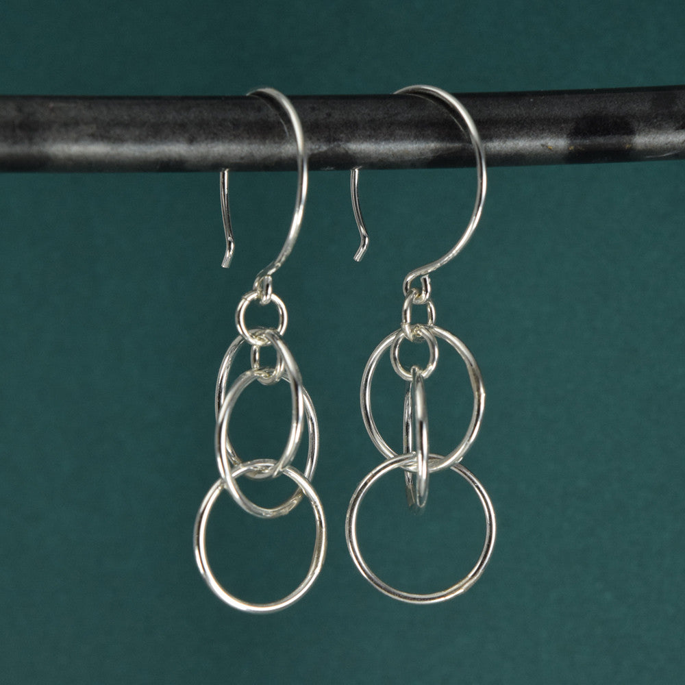 Mystic Triple Ring Silver Earrings