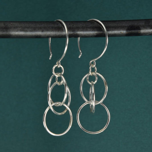 Mystic Triple Ring Silver Earrings
