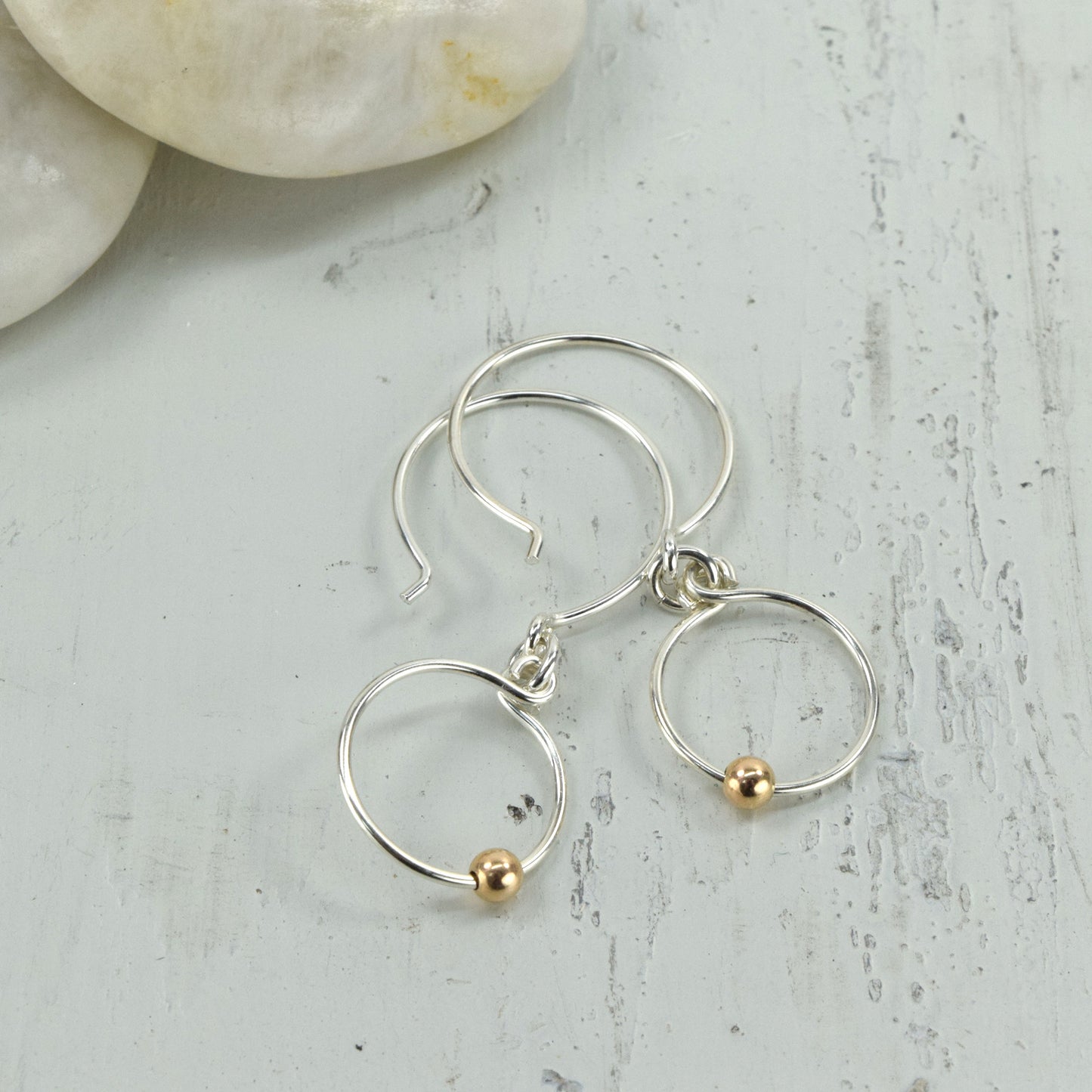 Picot Silver and Rose Gold Earrings