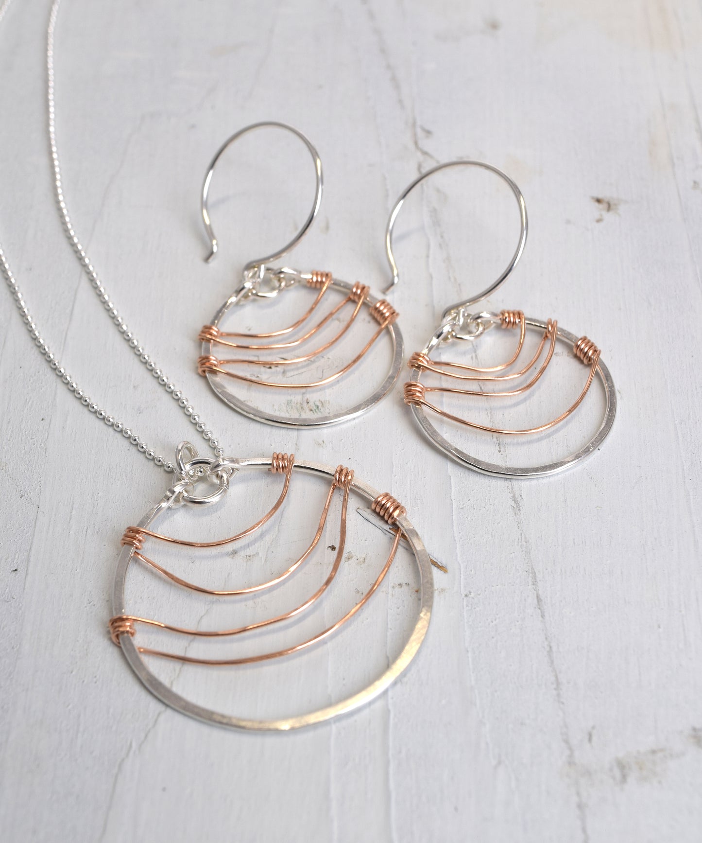 Ripple Silver and Rose Gold Earrings