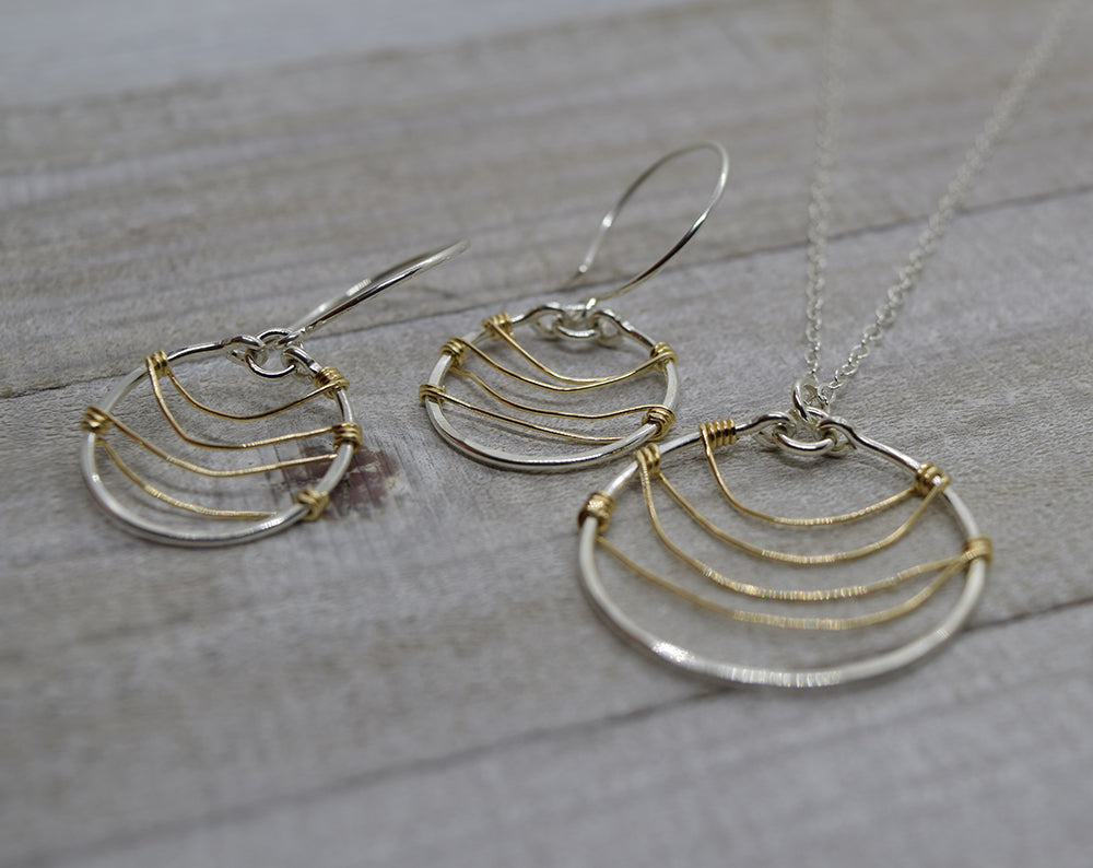 Ripple Silver and Gold Earrings