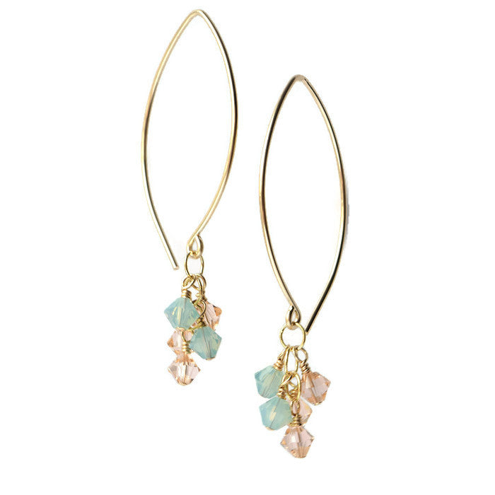 Tassel Gold and Crystal Earrings, Beach