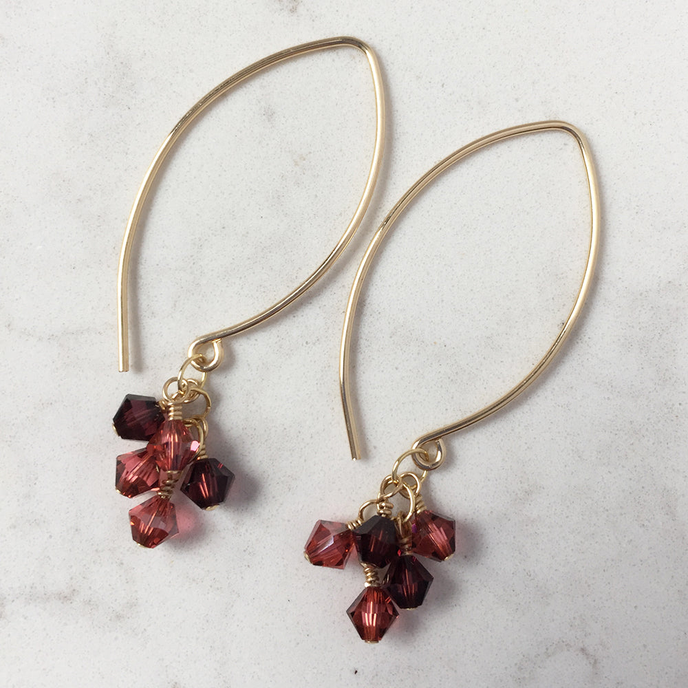 Tassel Gold and Crystal Earrings, Peony