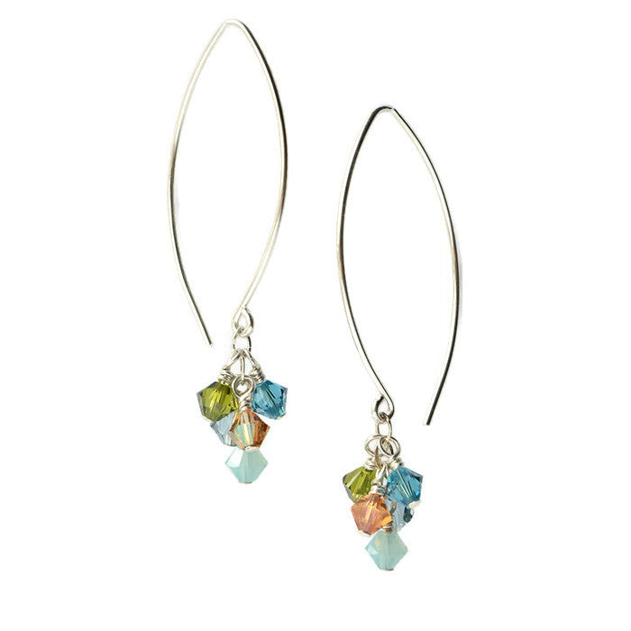 Tassel Silver and Crystal Earrings, Summer