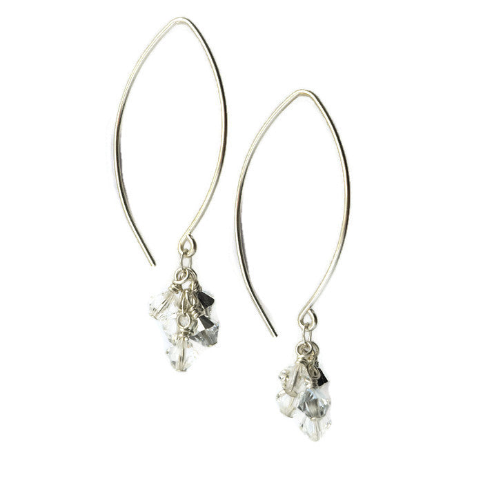 Tassel Silver and Crystal Earrings, Crystal