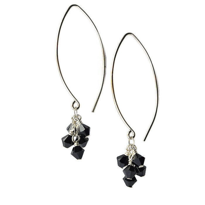 Tassel Silver and Crystal Earrings, Night