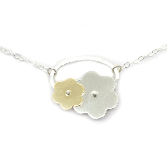 Trellis Silver and Gold Flower Necklace