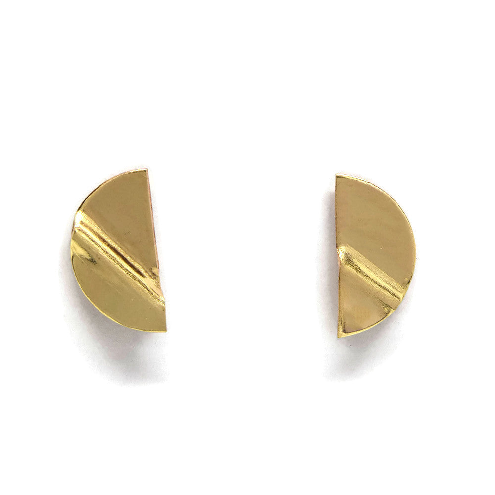 Truly Gold Post Earrings, SemiCircle - Cloverleaf Jewelry