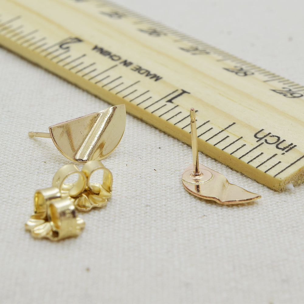 Truly Gold Post Earrings, SemiCircle - Cloverleaf Jewelry