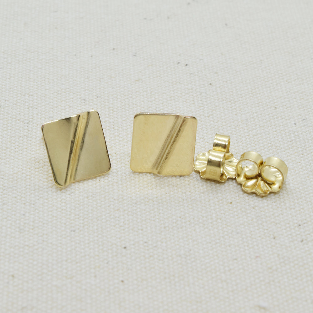 Truly Gold Post Earrings, Square - Cloverleaf Jewelry
