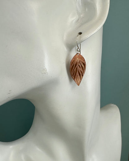 Beech Leaf Copper and Silver Earrings - Cloverleaf Jewelry