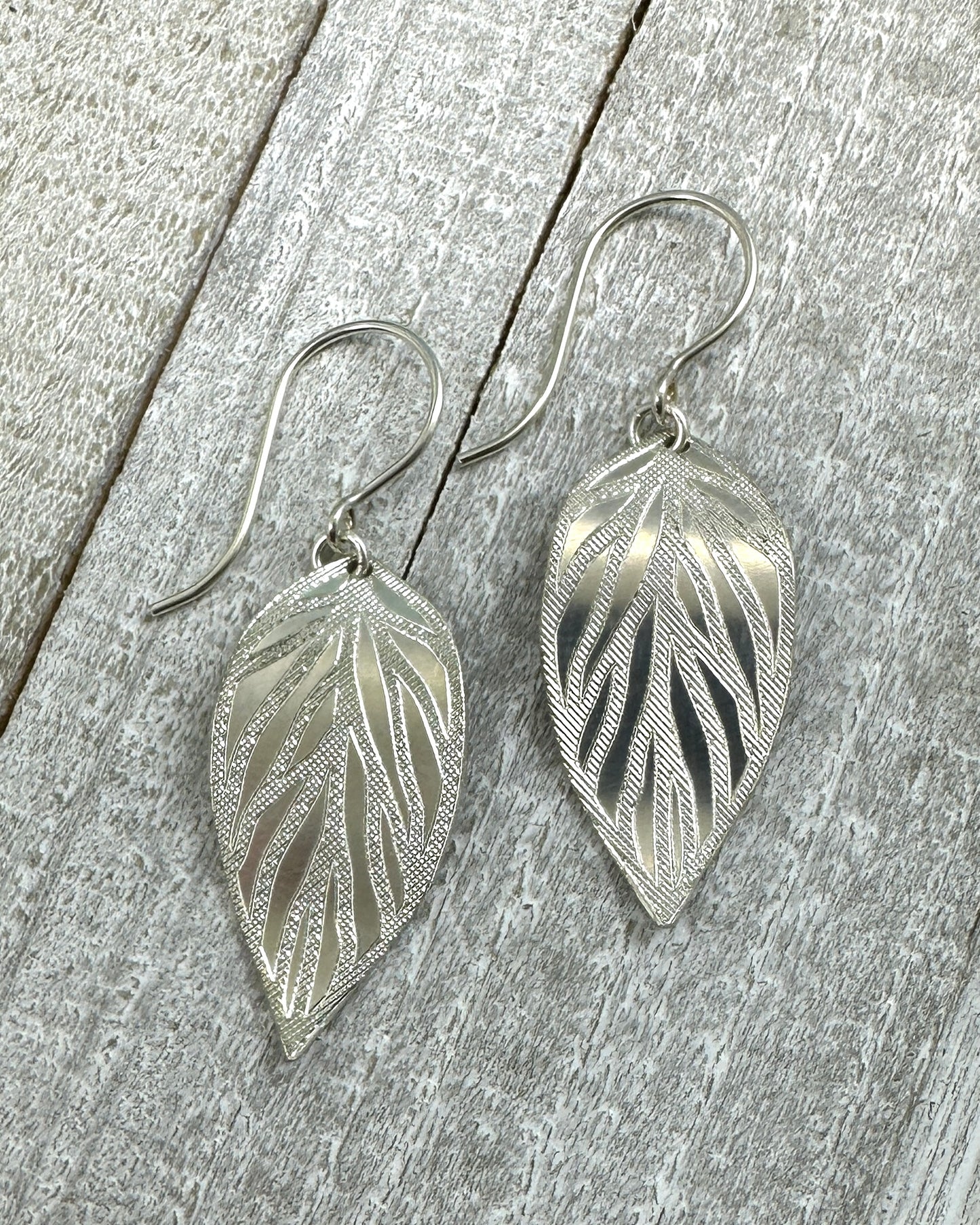 Beech Leaf Silver Earrings - Cloverleaf Jewelry