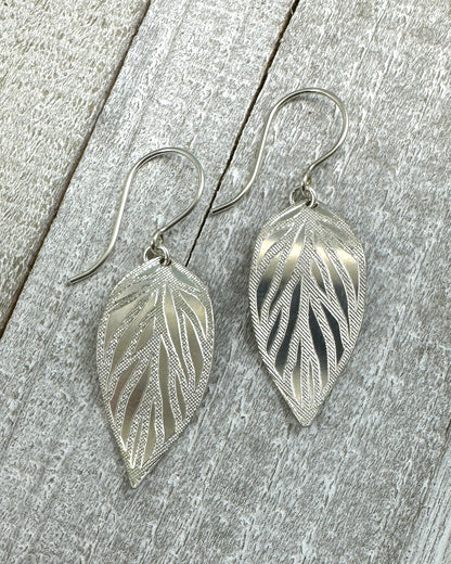 Beech Leaf Silver Earrings - Cloverleaf Jewelry