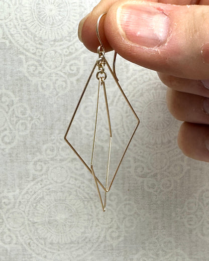 Prism Gold Double Diamond Interlocking Earrings - Cloverleaf Jewelry