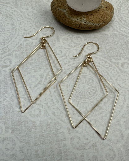 Prism Gold Double Diamond Interlocking Earrings - Cloverleaf Jewelry