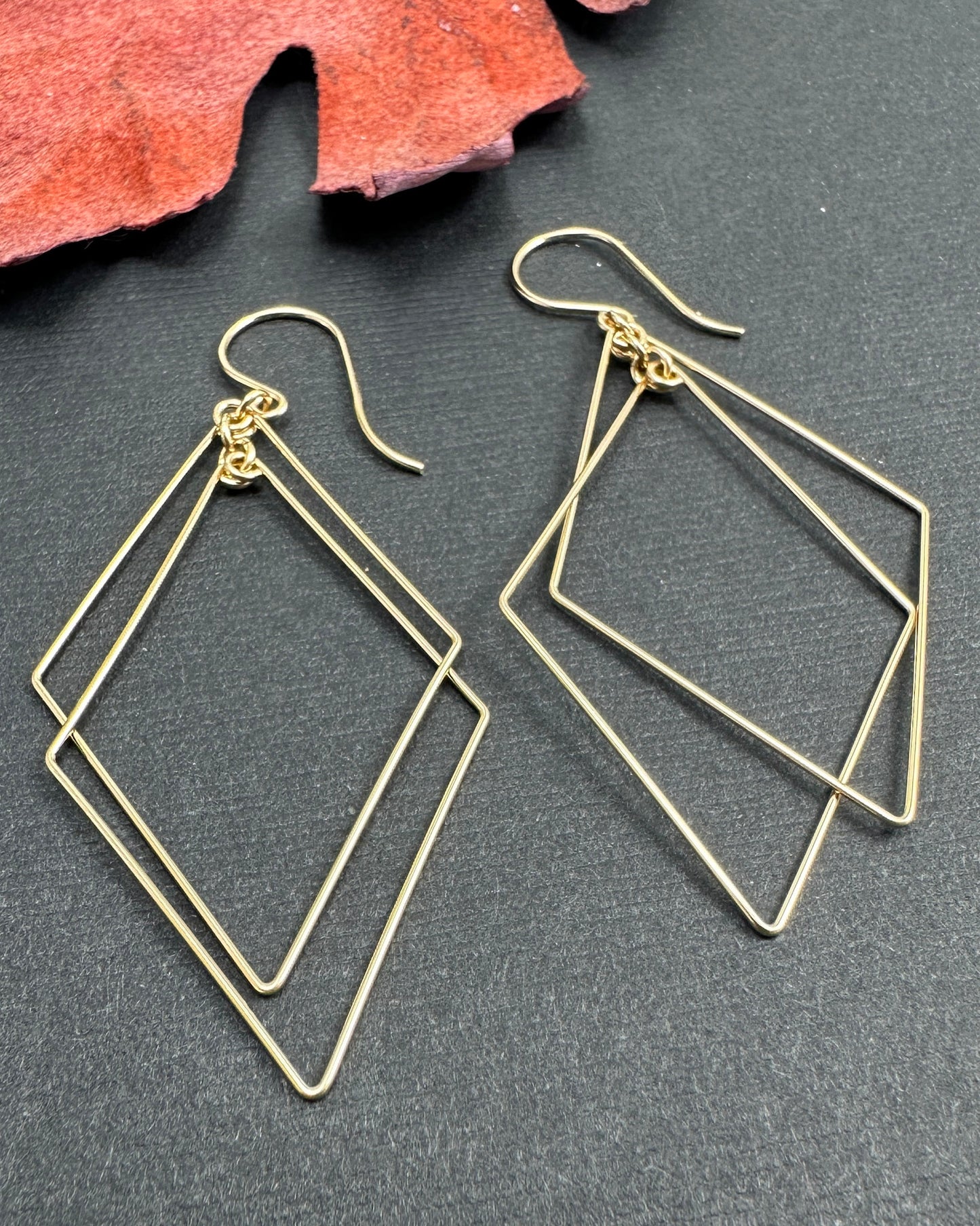Prism Gold Double Diamond Interlocking Earrings