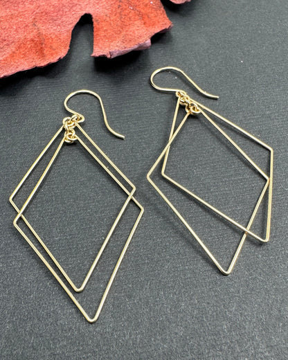 Prism Gold Double Diamond Interlocking Earrings - Cloverleaf Jewelry