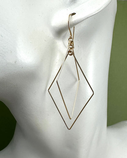 Prism Gold Double Diamond Interlocking Earrings - Cloverleaf Jewelry