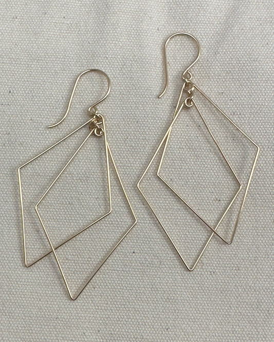 Prism Gold Double Diamond Interlocking Earrings