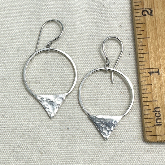 ON CLEARANCE Circle and Triangle Silver Earrings