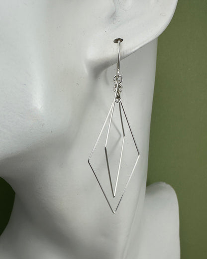 Prism Silver Double Diamond Interlocking Earrings - Cloverleaf Jewelry