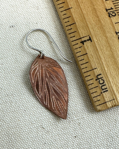 Beech Leaf Copper and Silver Earrings - Cloverleaf Jewelry