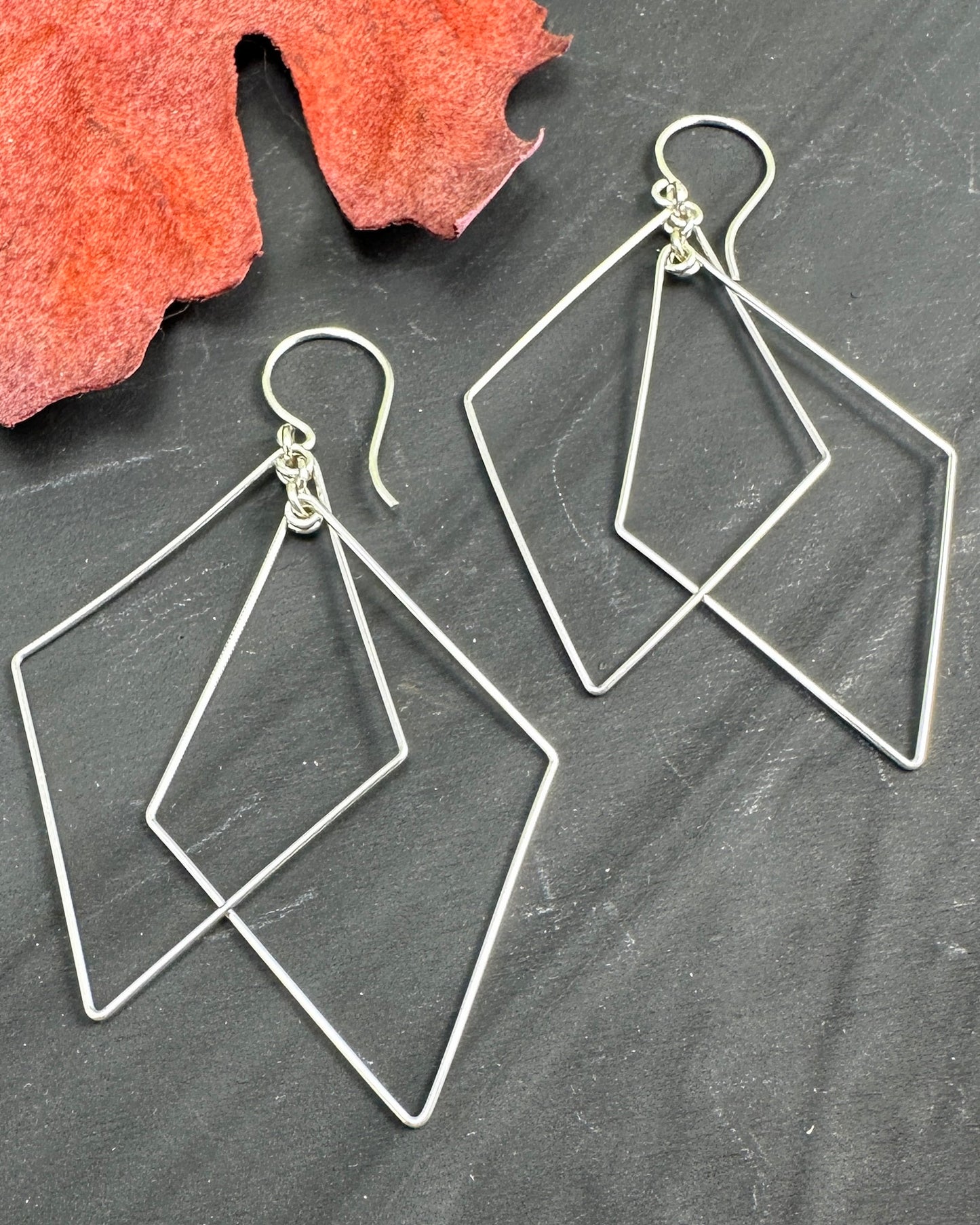 Prism Silver Double Diamond Interlocking Earrings