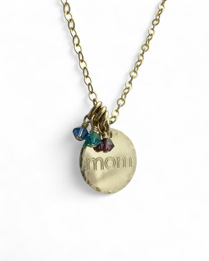Written Name Pendant Necklace with Birthstones in Gold - Cloverleaf Jewelry