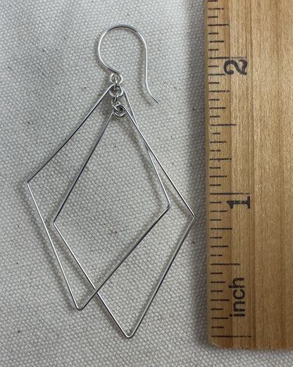 Prism Silver Double Diamond Interlocking Earrings - Cloverleaf Jewelry