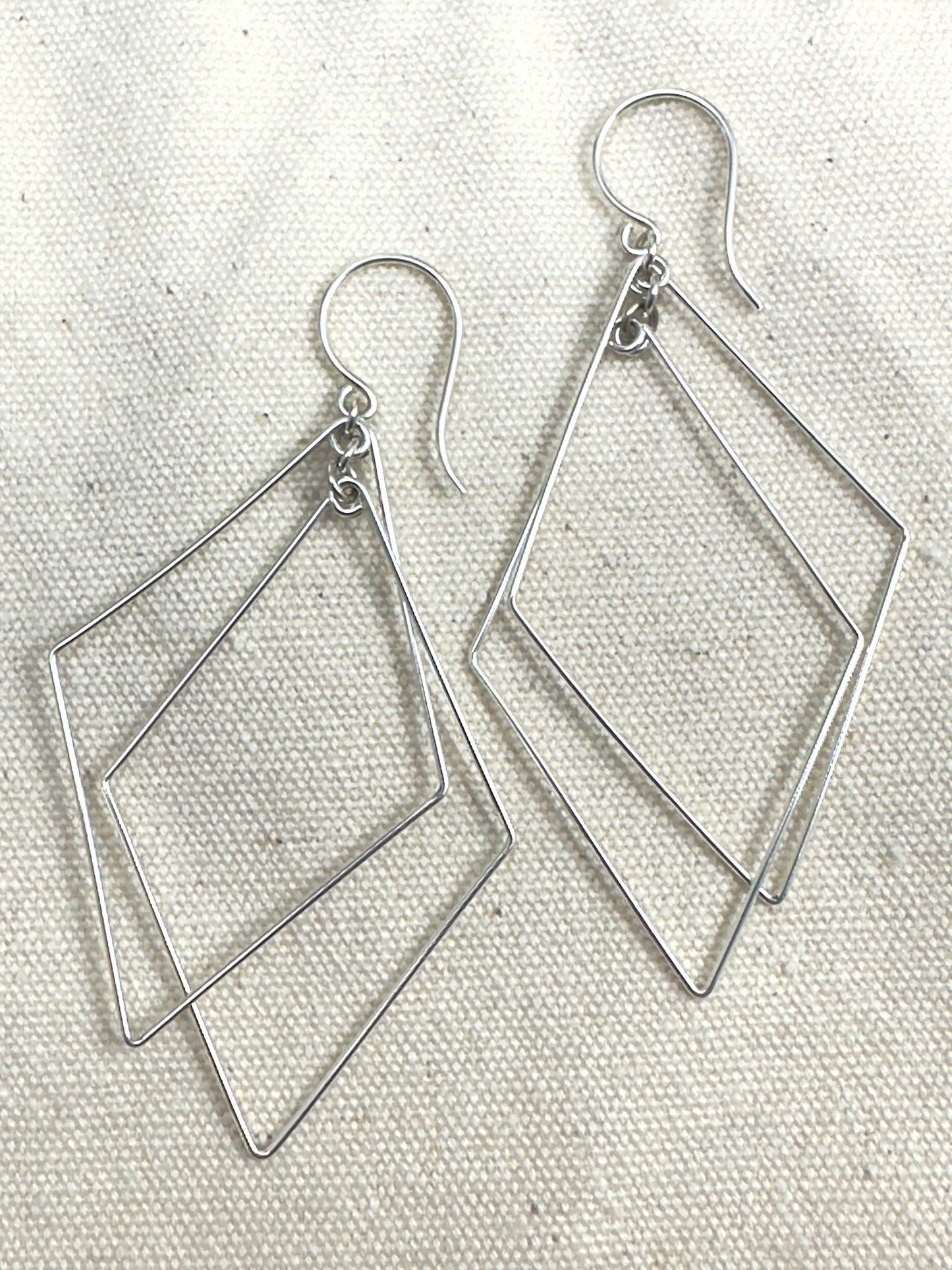 Prism Silver Double Diamond Interlocking Earrings