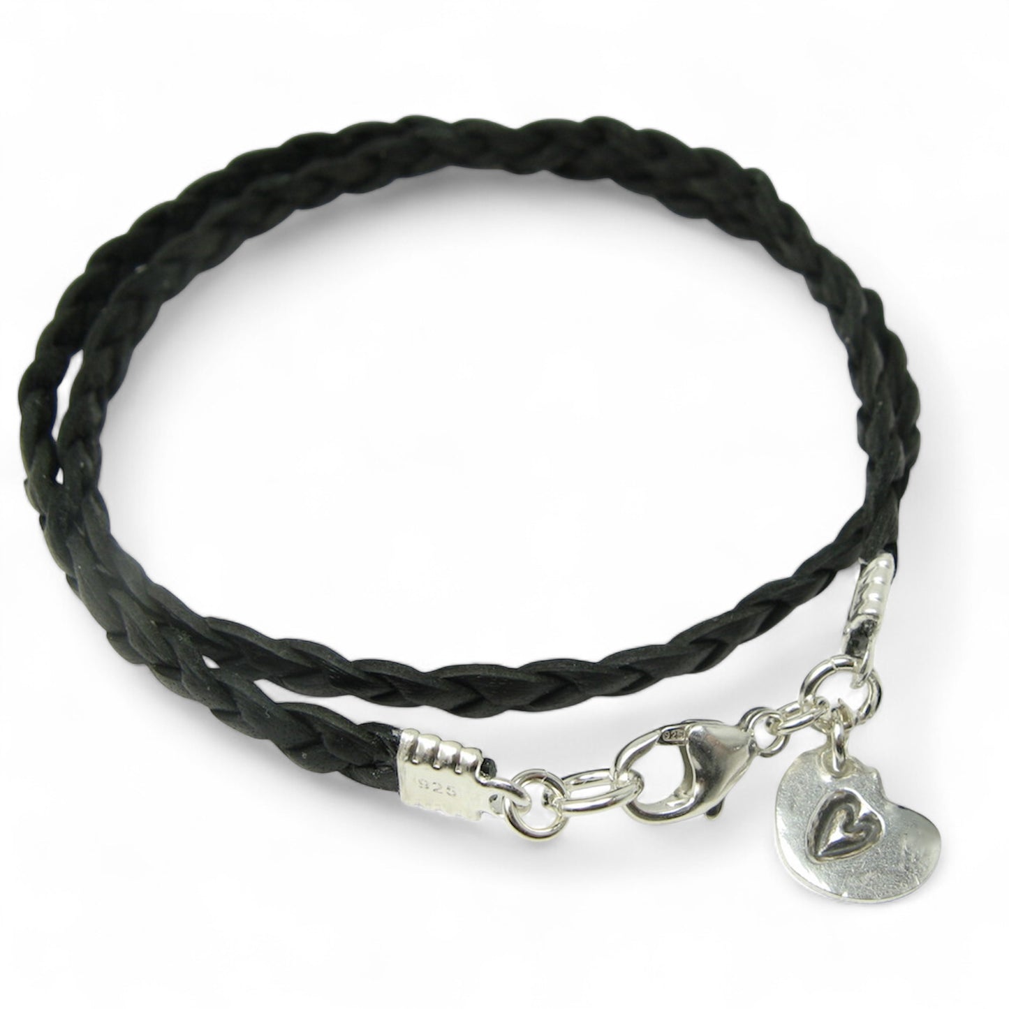 Heart in a Heart Charm Leather Wrap Bracelet