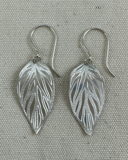 Beech Leaf Silver Earrings - Cloverleaf Jewelry