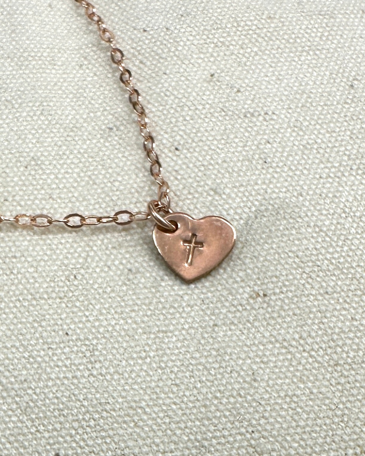 ON CLEARANCE Tiny Cross Heart Charm Rose Gold Necklace