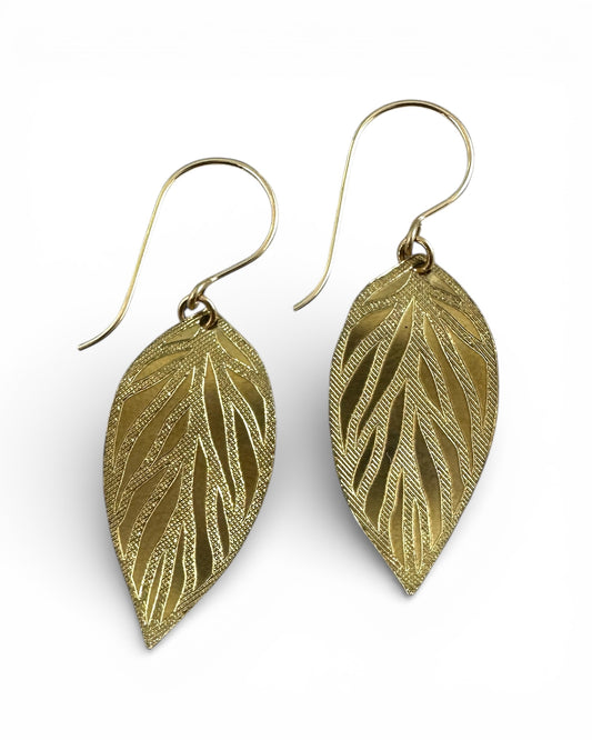 Beech Leaf Gold Earrings - Cloverleaf Jewelry
