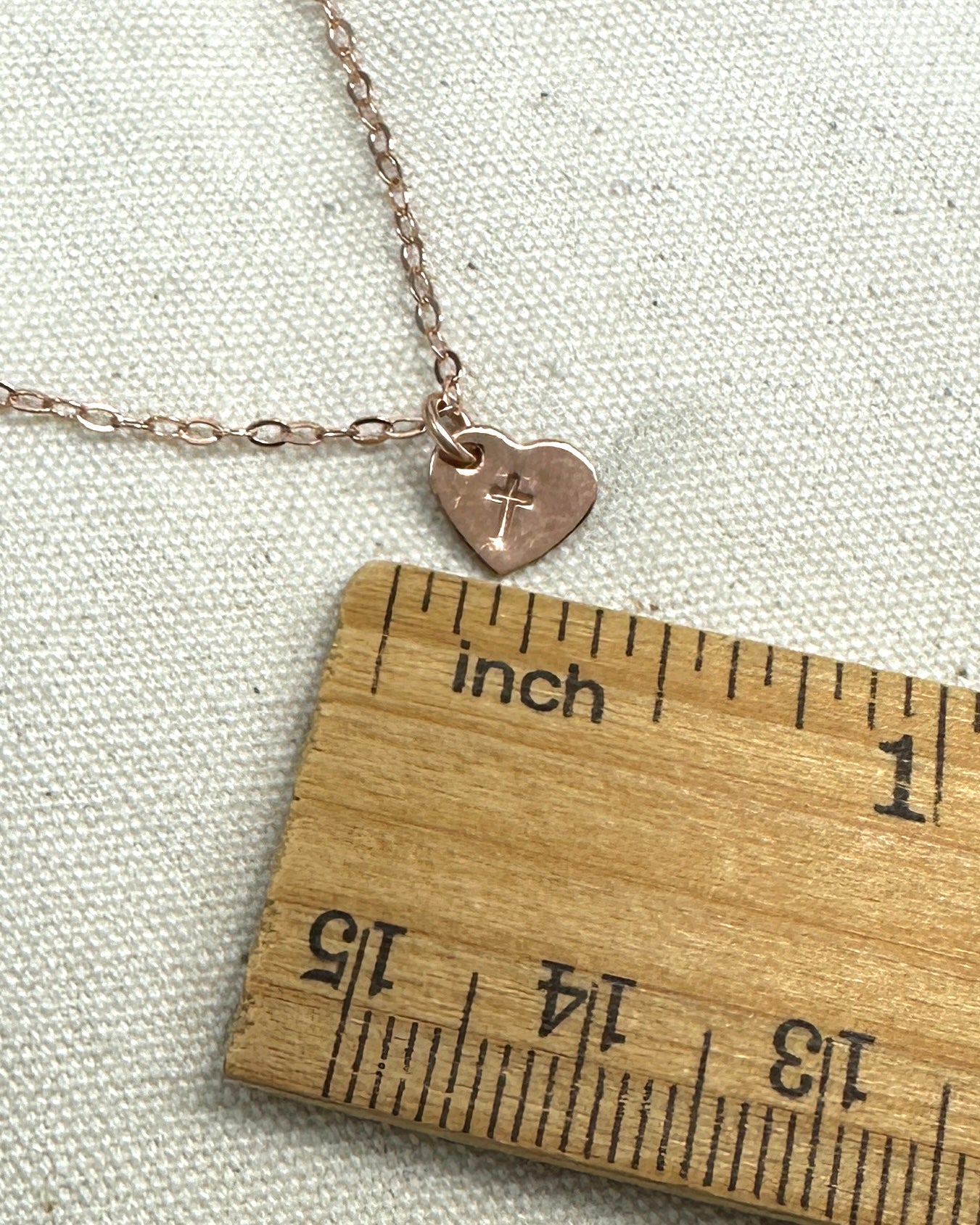 ON CLEARANCE Tiny Cross Heart Charm Rose Gold Necklace