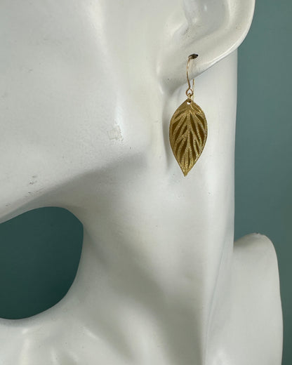 Beech Leaf Gold Earrings - Cloverleaf Jewelry