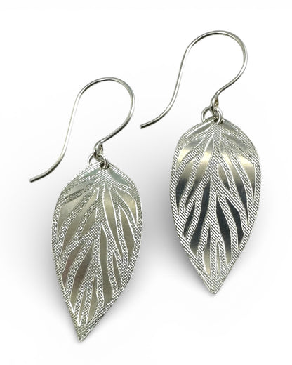 Beech Leaf Silver Earrings - Cloverleaf Jewelry