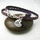 Heart in a Heart Charm Leather Wrap Bracelet