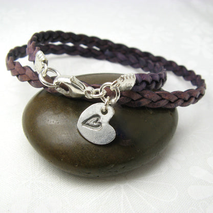 Heart in a Heart Charm Leather Wrap Bracelet - Cloverleaf Jewelry