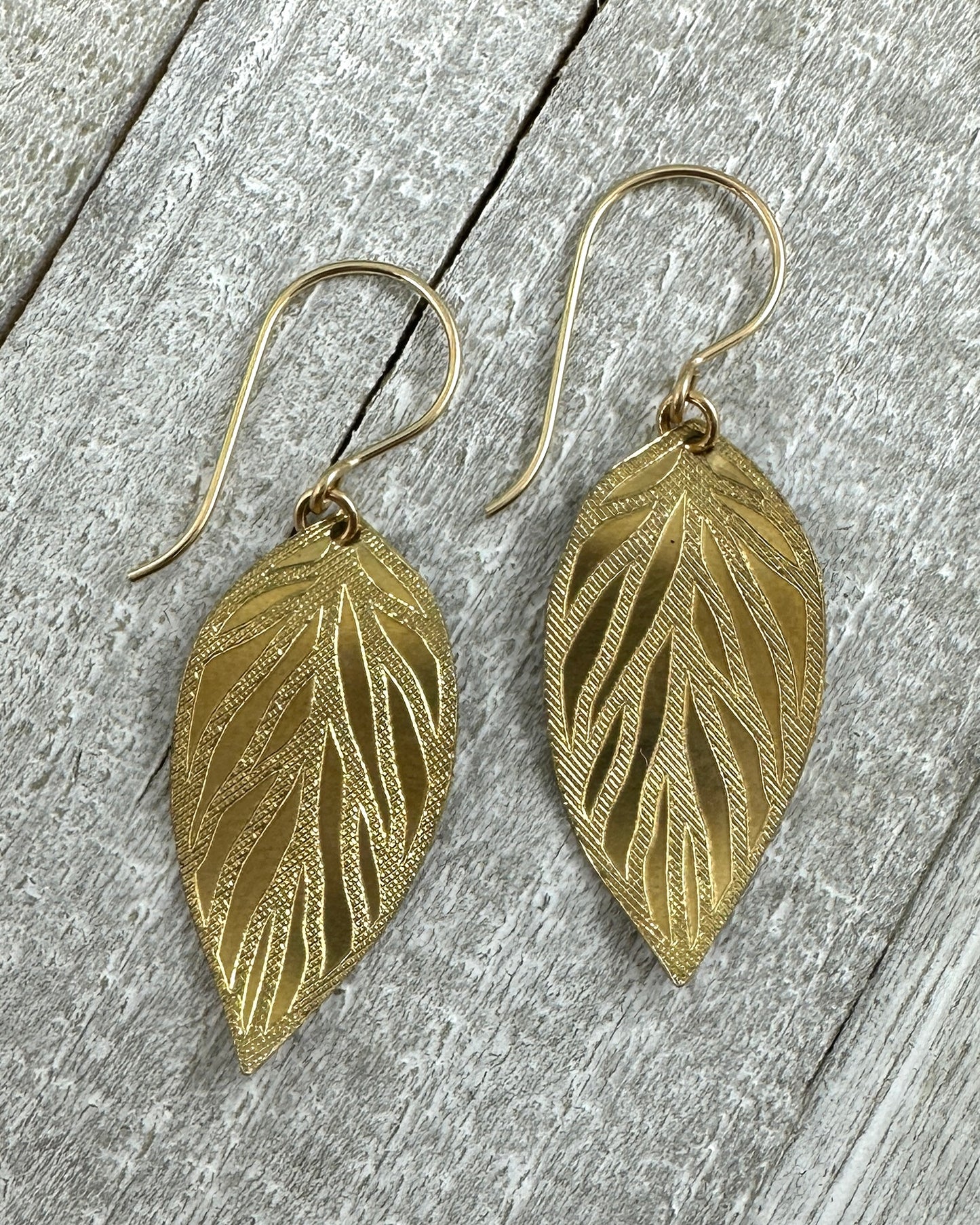 Beech Leaf Gold Earrings - Cloverleaf Jewelry