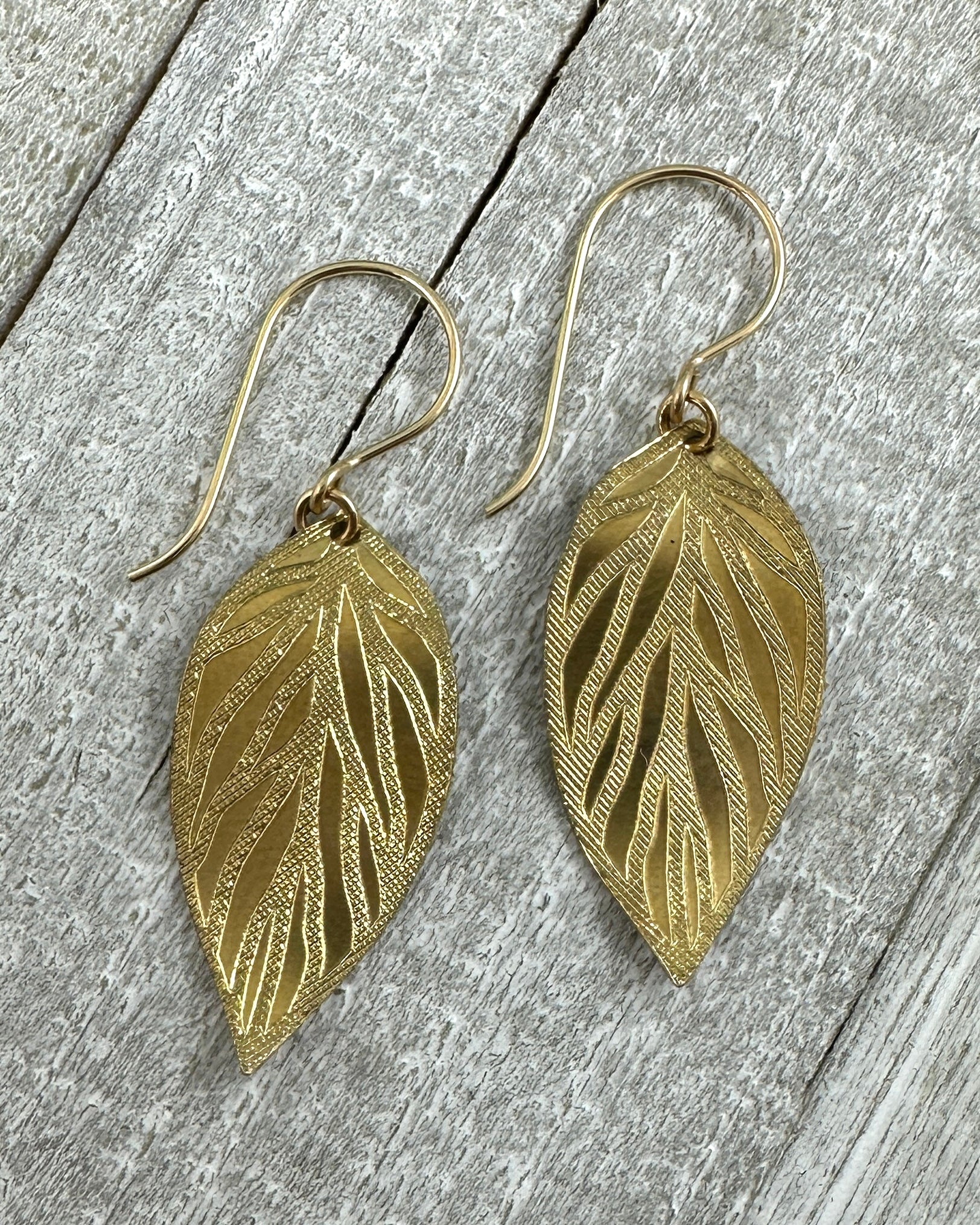 Beech Leaf Gold Earrings - Cloverleaf Jewelry