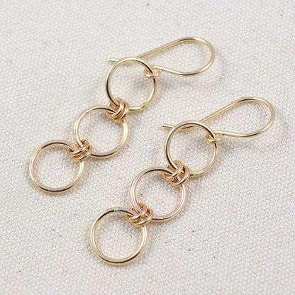 Nexus Triple Circle Gold Earrings - Cloverleaf Jewelry