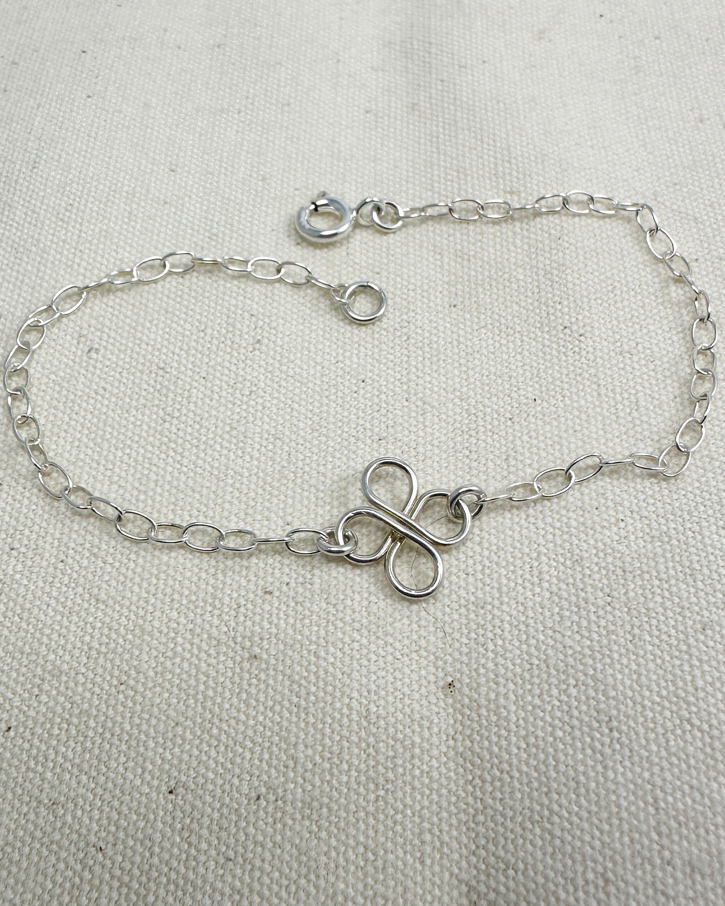 Clovers Small Sterling Silver Bracelet or Anklet