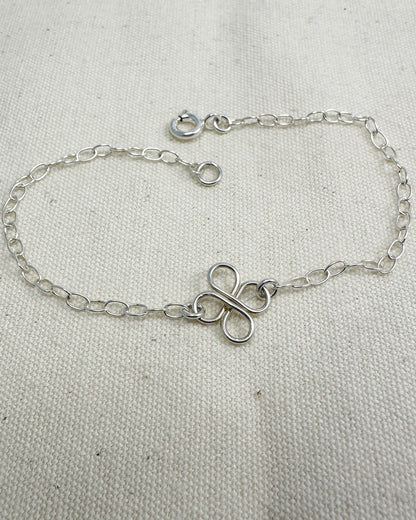 Clovers Small Sterling Silver Bracelet or Anklet - Cloverleaf Jewelry