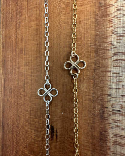 Clovers Small 14K Gold Filled Bracelet or Anklet - Cloverleaf Jewelry