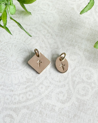 Tiny Cross Charm in 14K Gold Filled - Cloverleaf Jewelry