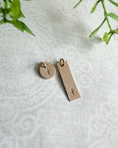 Tiny Cross Charm in 14K Gold Filled - Cloverleaf Jewelry