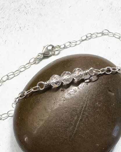 Serenity Silver Gemstone Bracelet or Anklet - Cloverleaf Jewelry