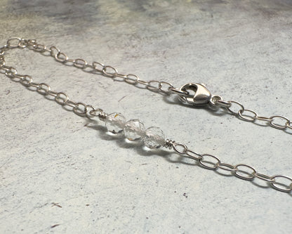 Serenity Silver Gemstone Bracelet or Anklet - Cloverleaf Jewelry