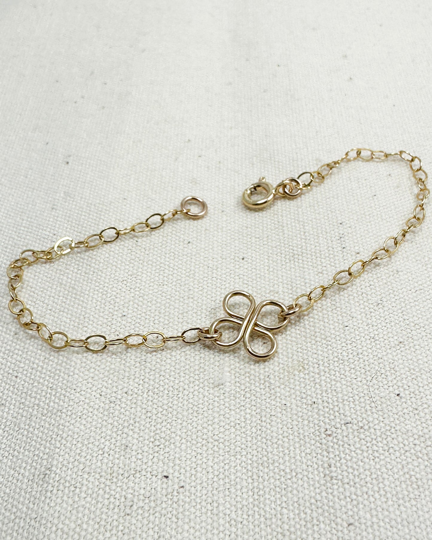 Clovers Small 14K Gold Filled Bracelet or Anklet